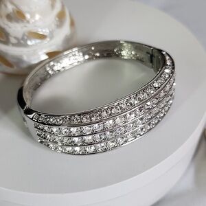 Statement Silver with CZ Hinge /  Clamper Bracelet New